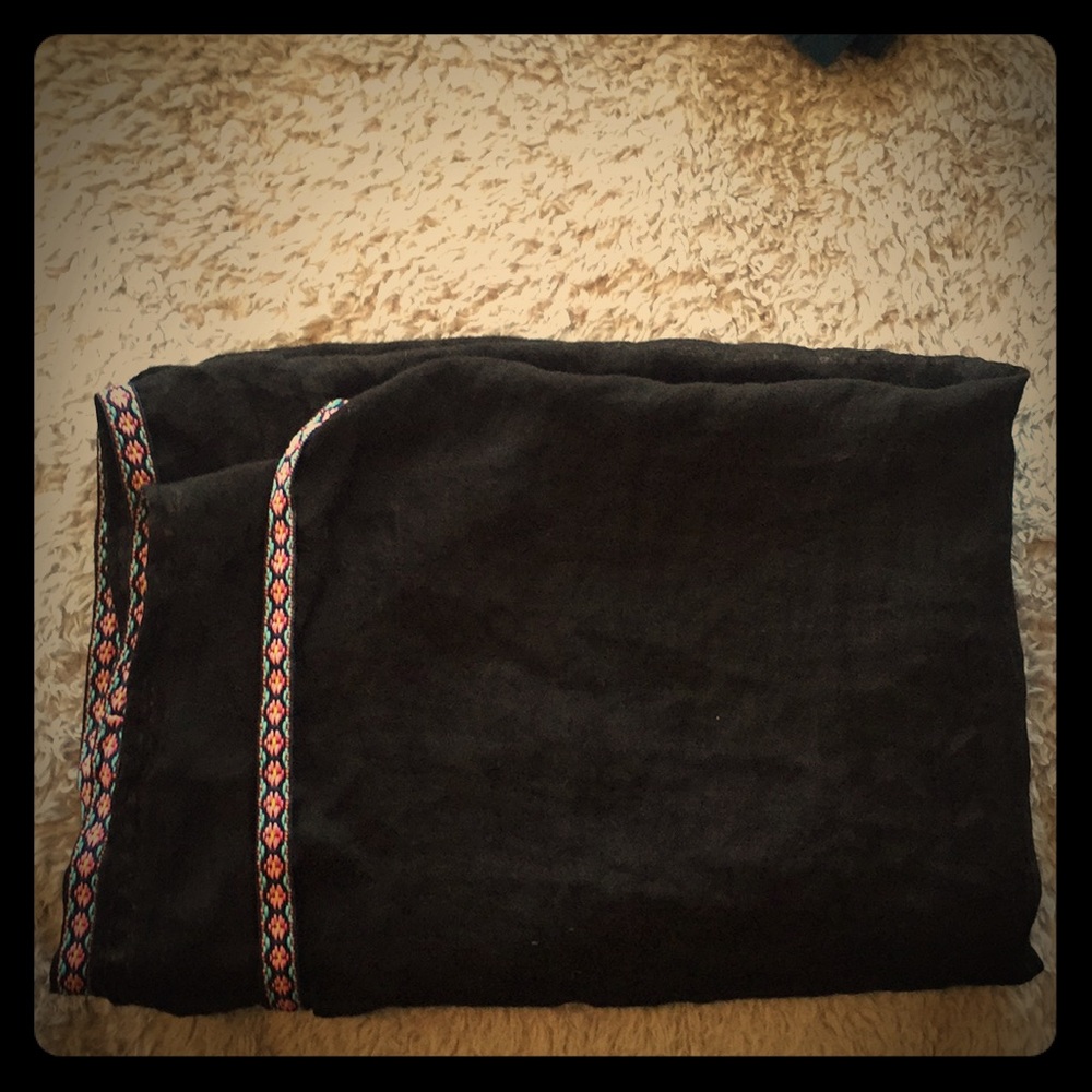 Black Infinity Scarf with Aztec Trim